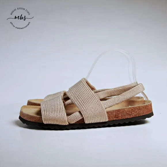 NWOT Arcopedico Stretch Knit Cork 2 Strap Sandals Beige Women 9.5