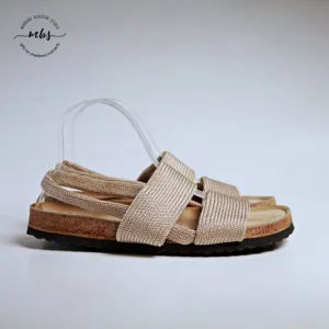 NWOT Arcopedico Stretch Knit Cork 2 Strap Sandals Beige Women 9.5
