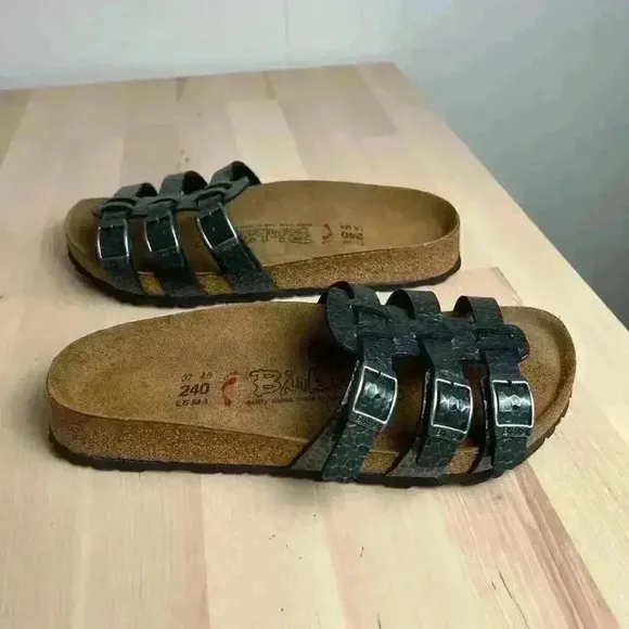 NWOT Birkenstock Birki's Xenia Sandals L6/M4 Leather Gray Metallic 3Strap Design