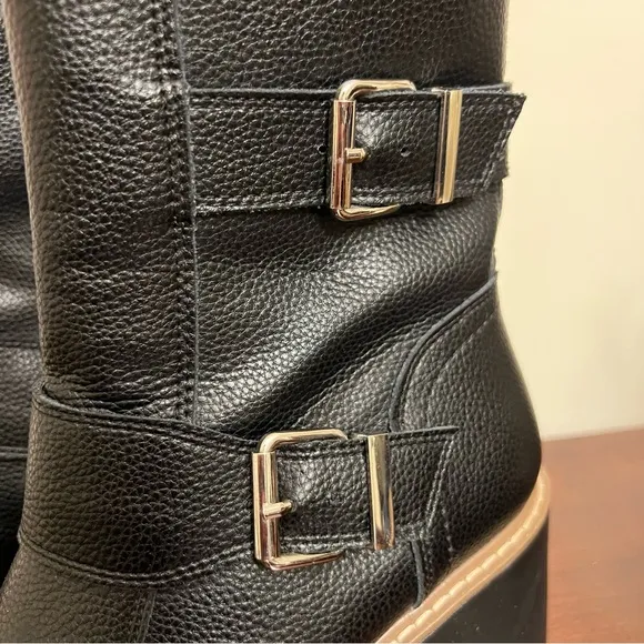 NWOT Blondo Waterproof Reno Black Leather moto Combat Boots Biker Zipper 8