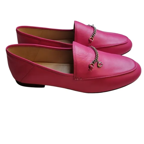 NWOT COACH Hanna Leather Loafer Bright Fuchsia Size 9B
