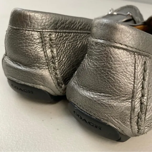 NWOT Coach Silver Loafers leather Arlene driving moccasin sz 7.5