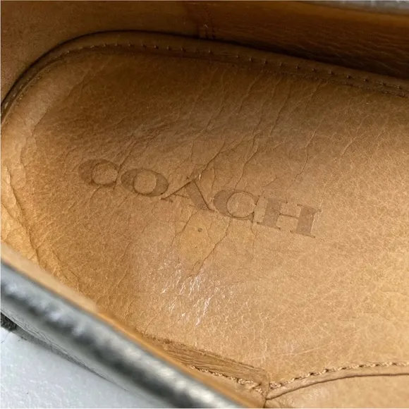 NWOT Coach Silver Loafers leather Arlene driving moccasin sz 7.5