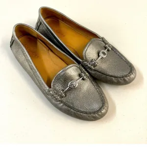 NWOT Coach Silver Loafers leather Arlene driving moccasin sz 7.5