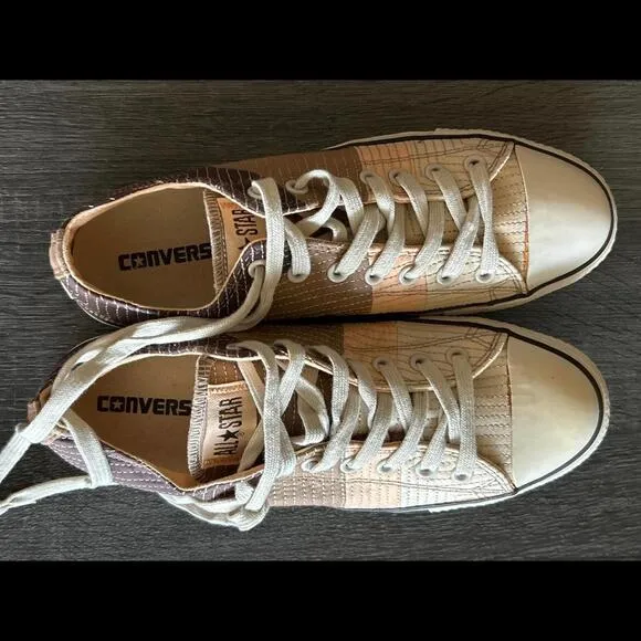 NWOT Converse All Star Quilt Patchwork Low Top Sneakers Men's Size 9 Brown / Tan