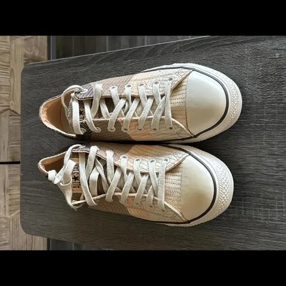 NWOT Converse All Star Quilt Patchwork Low Top Sneakers Men's Size 9 Brown / Tan