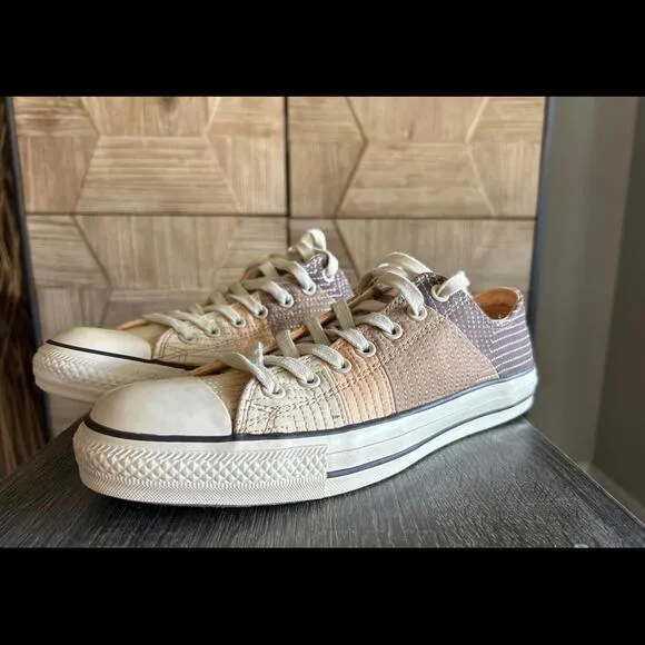 NWOT Converse All Star Quilt Patchwork Low Top Sneakers Men's Size 9 Brown / Tan