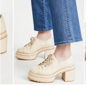 NWOT Cult Gaia Woven Platform Heeled Summer Lace Up Loafers Shoe Size 39.5