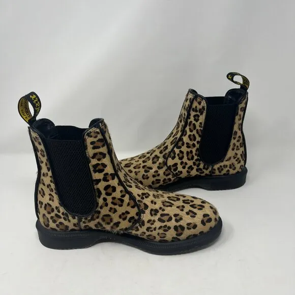 NWOT Dr. Martens Flora Hair On Leopard Chelsea Boots women 6