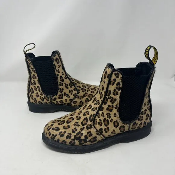 NWOT Dr. Martens Flora Hair On Leopard Chelsea Boots women 6