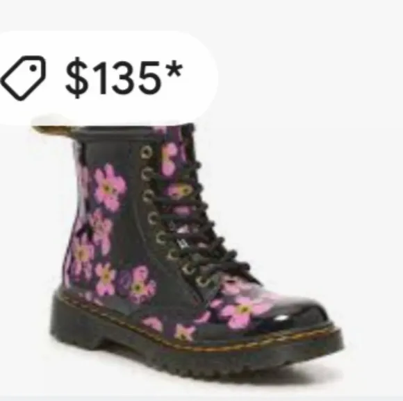 NWOT Dr. Martens Pansey Fayre Combat Boots Girls Size US 11 Floral Black