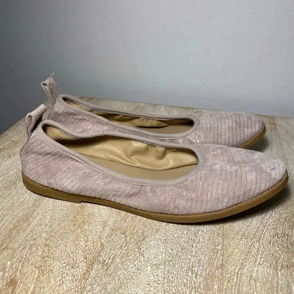 NWOT Eileen Fischer Notion leather ballet flats size 6.5. Pink and silver stripe
