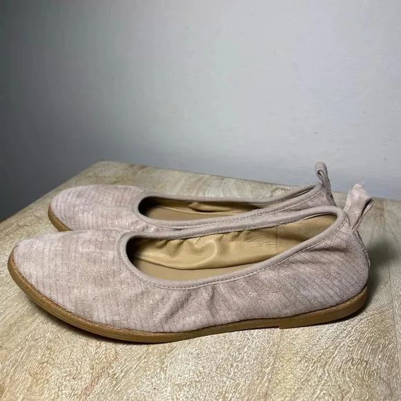 NWOT Eileen Fischer Notion leather ballet flats size 6.5. Pink and silver stripe