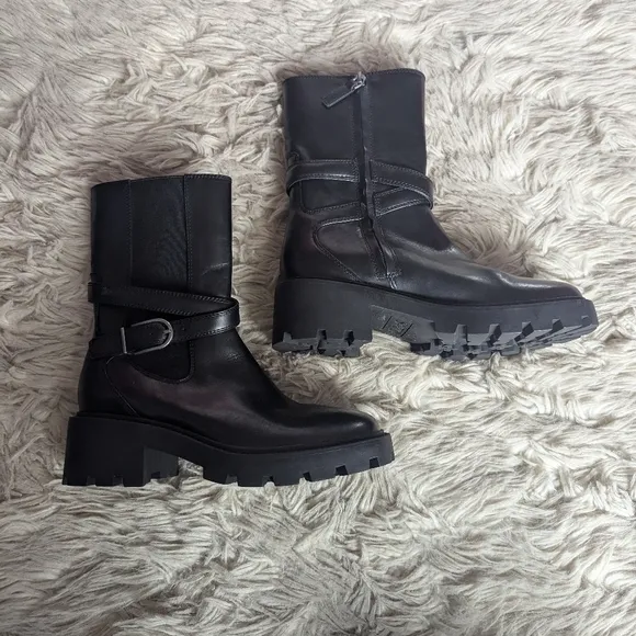 NWOT Franco Sarto Emerson Moto Boot in Black