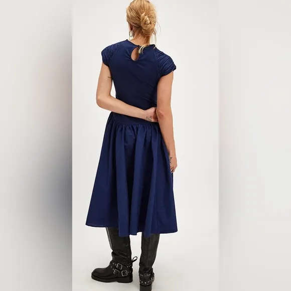 NWOT Free People, Afternoon Elegance Midi Dress, Various Sizes in Indigo Pura