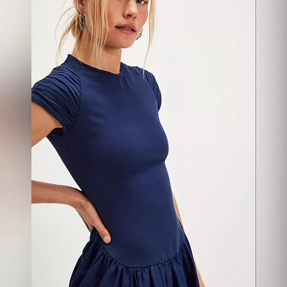 NWOT Free People, Afternoon Elegance Midi Dress, Various Sizes in Indigo Pura