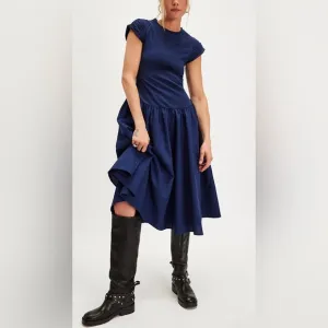 NWOT Free People, Afternoon Elegance Midi Dress, Various Sizes in Indigo Pura