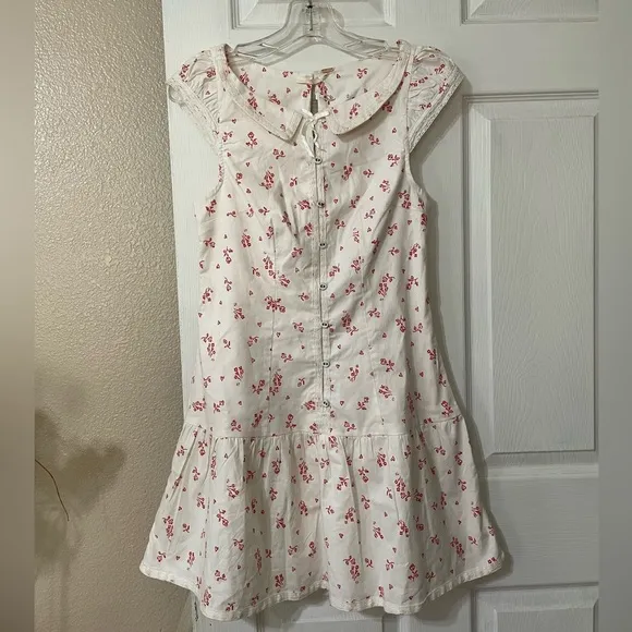 NWOT Free People Beasley Mini Dress - ivory combo