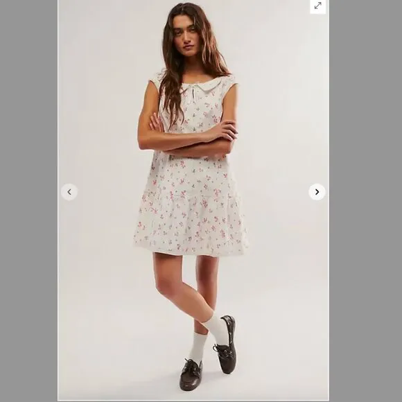 NWOT Free People Beasley Mini Dress - ivory combo