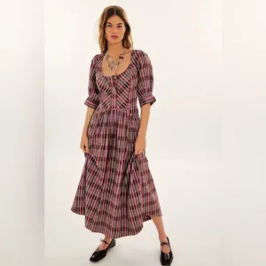 NWOT Free People Tulie Plaid Midi / Maxi Dress Size Small
