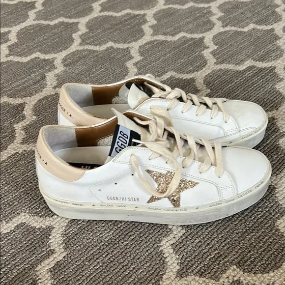 NWOT Golden Goose White and Gold Sneakers
