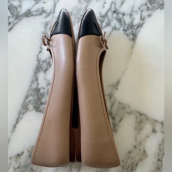NWOT JCrew Cap Toe Ballet Flats Size 6.5 Nude and Black customer return