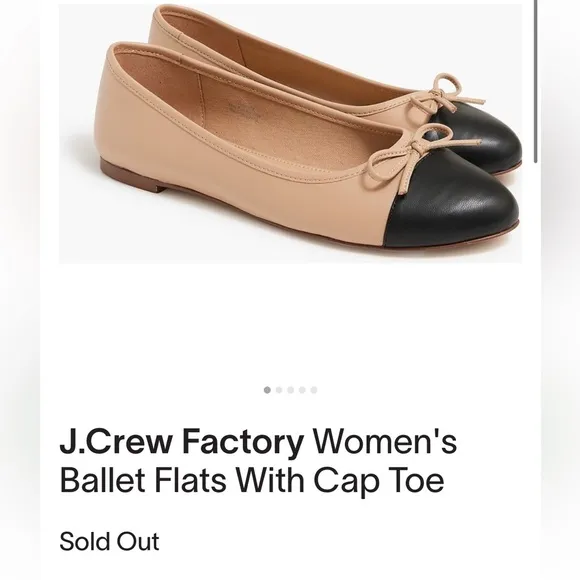 NWOT JCrew Cap Toe Ballet Flats Size 6.5 Nude and Black customer return