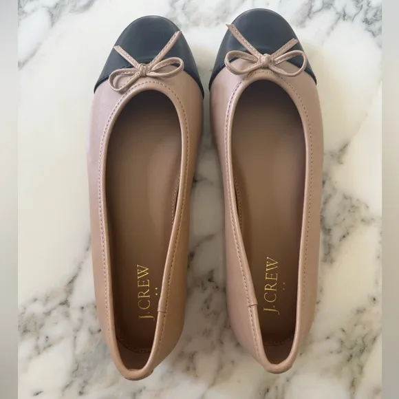 NWOT JCrew Cap Toe Ballet Flats Size 6.5 Nude and Black customer return
