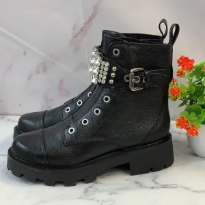 NWOT Karl Lagerfeld Bling Leather Combat Boots 5M