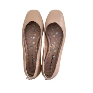 NWOT Lucky Brand Beige Tan Leather ballet flats 8, 39 square toe DESTRIEN