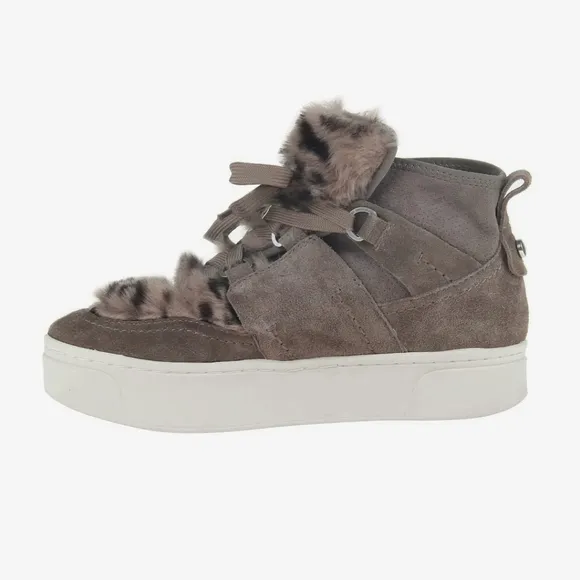 NWOT Naked Feet Evolution Platform Hiker Sneakers in Grey Brown Leopard sz 6.5