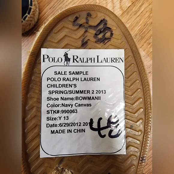 NWOT Polo Ralph Lauren Cotton canvas espadrilles Navy. Logo embroidered, 13C