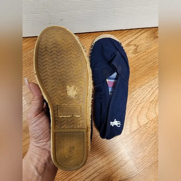 NWOT Polo Ralph Lauren Cotton canvas espadrilles Navy. Logo embroidered, 13C