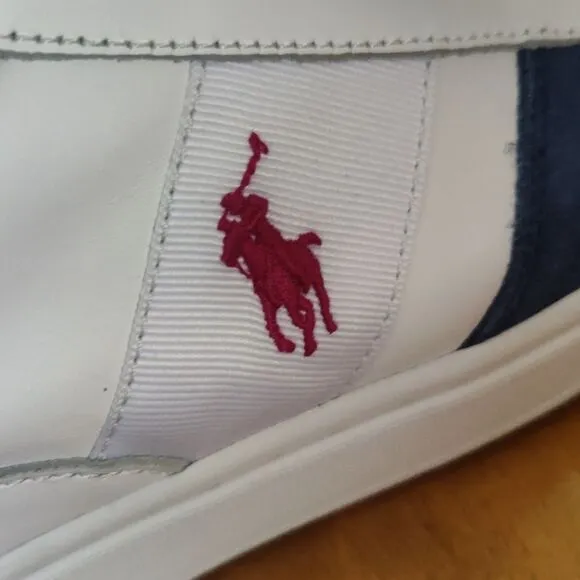 NWOT Polo Ralph Lauren men's court low top size 10 sneaker white,navy fuchsia