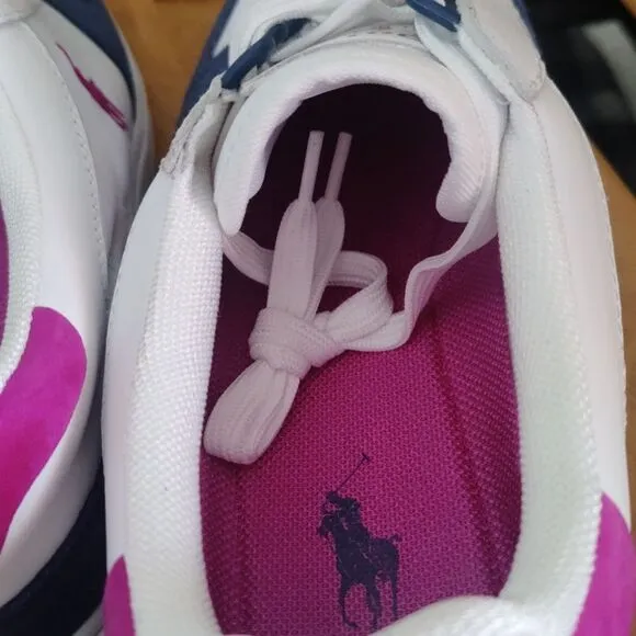 NWOT Polo Ralph Lauren men's court low top size 10 sneaker white,navy fuchsia