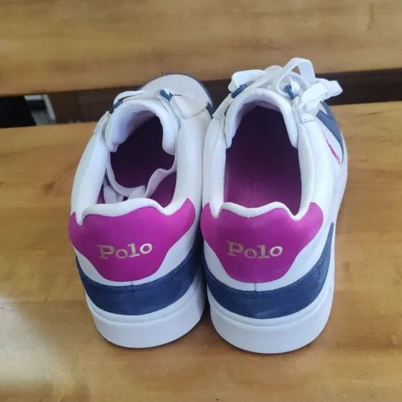 NWOT Polo Ralph Lauren men's court low top size 10 sneaker white,navy fuchsia