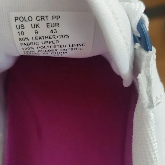 NWOT Polo Ralph Lauren men's court low top size 10 sneaker white,navy fuchsia