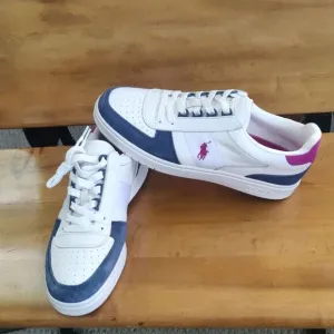 NWOT Polo Ralph Lauren men's court low top size 10 sneaker white,navy fuchsia