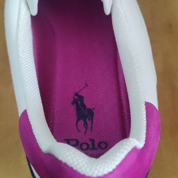 NWOT Polo Ralph Lauren men's court low top size 10 sneaker white,navy fuchsia