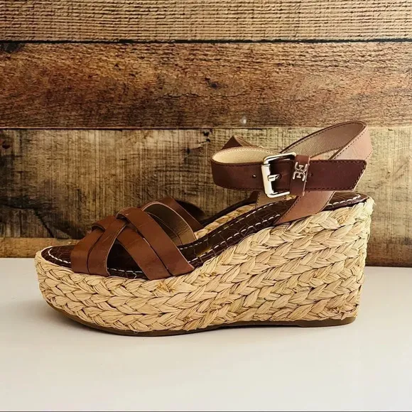 NWOT Sam Edelman Darline Leather Braided Wedge Espadrille Platform Sandals
