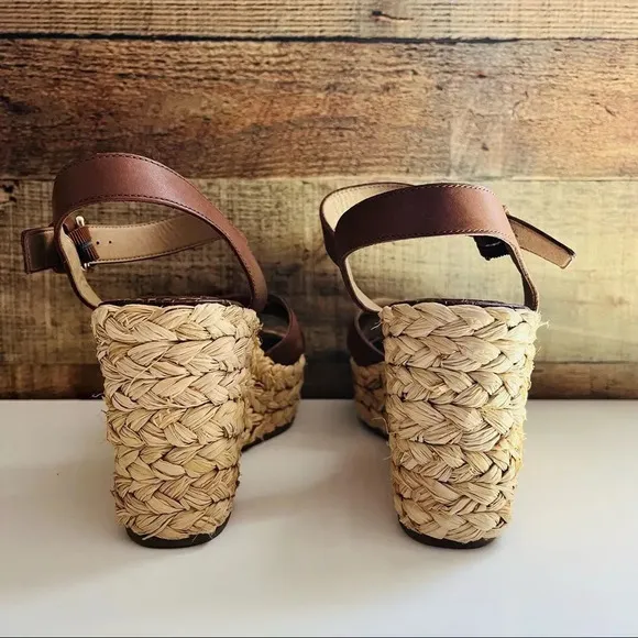 NWOT Sam Edelman Darline Leather Braided Wedge Espadrille Platform Sandals