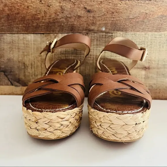 NWOT Sam Edelman Darline Leather Braided Wedge Espadrille Platform Sandals