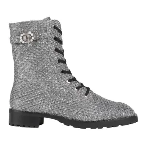 NWOT Stuart Weitzman Dazzle Crystal Combat Boots In Gunmetal