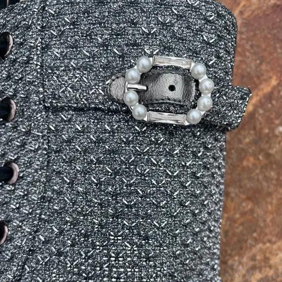 NWOT Stuart Weitzman Dazzle Crystal Combat Boots In Gunmetal