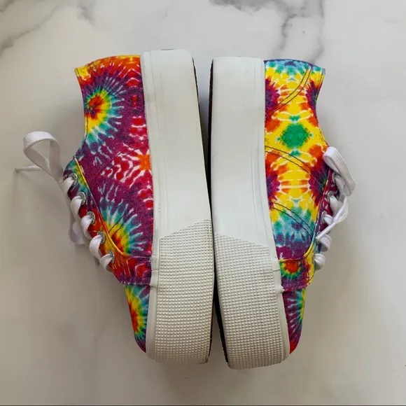 NWOT Superga Fabric fan tie-dye colorful platform sneakers Size 6