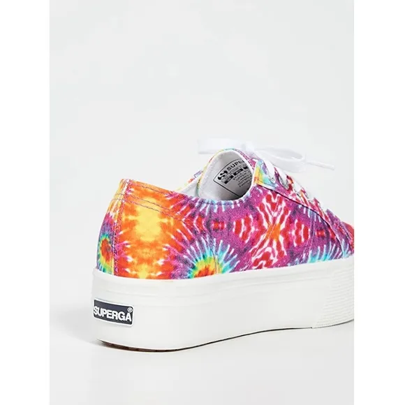 NWOT Superga Fabric fan tie-dye colorful platform sneakers Size 6