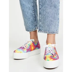 NWOT Superga Fabric fan tie-dye colorful platform sneakers Size 6
