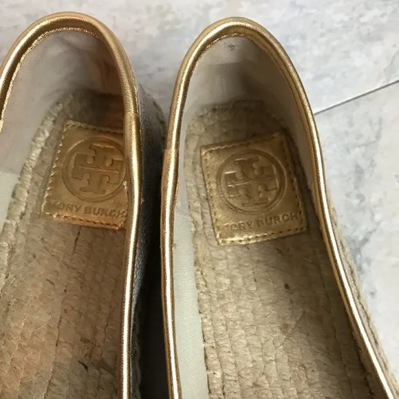 NWOT Tory Burch Parrot Espadrilles Natural Linen Vegan Leather Size 9.5 New