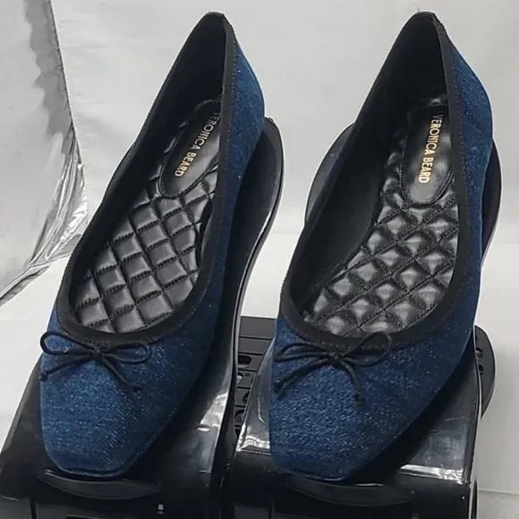 NWOT Veronica Beard Denim &amp; Leather Beatrix Ballet Flats 6