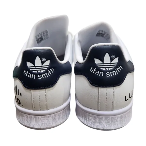 NWT Adidas Originals Stan Smith White Navy Leather Low Top Lace Up Sneakers 7.5
